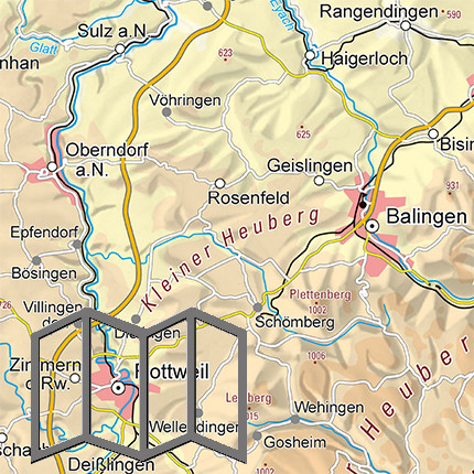 Die Baden-Württemberg Karte, gefaltet