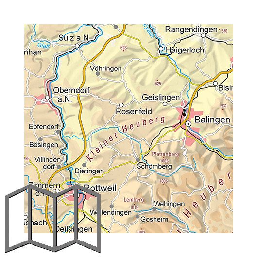Die Baden-Württemberg Karte, gefaltet