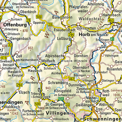 Topographische Karte 1:1 000 000 - Deutschland