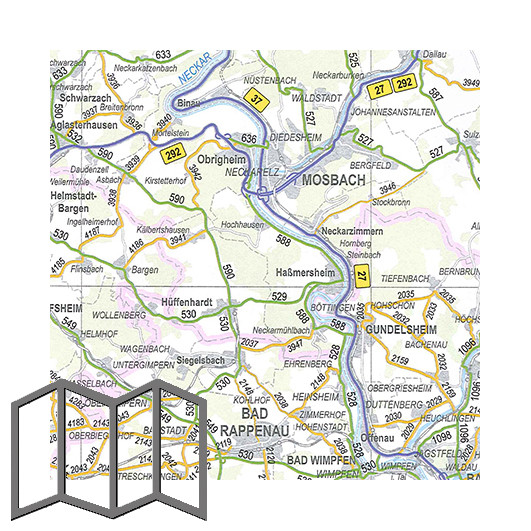 Amtliche Straßenkarte 1:200 000, gefaltet