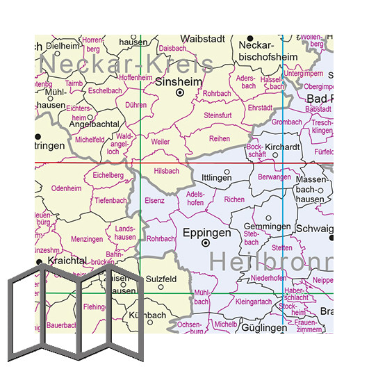 Gemarkungs­übersichts­karte 1:350 000, gefaltet