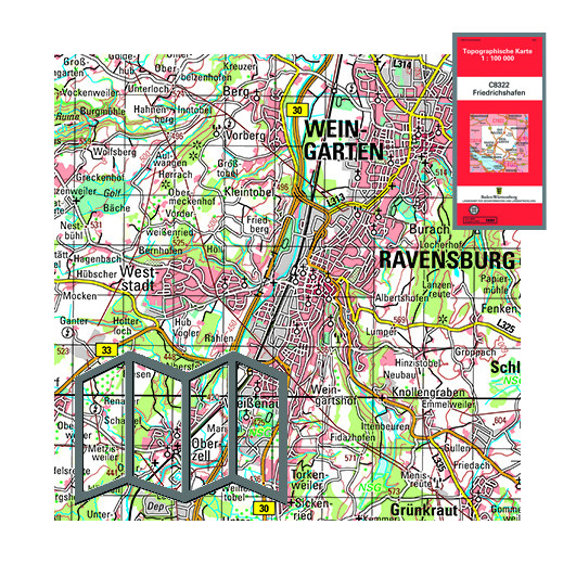 Topographische Karten 1:100 000, gefaltet