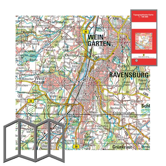 Topographische Karten 1:100 000, gefaltet