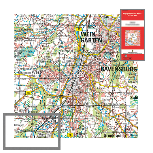 Topographische Karten 1:100 000, plano