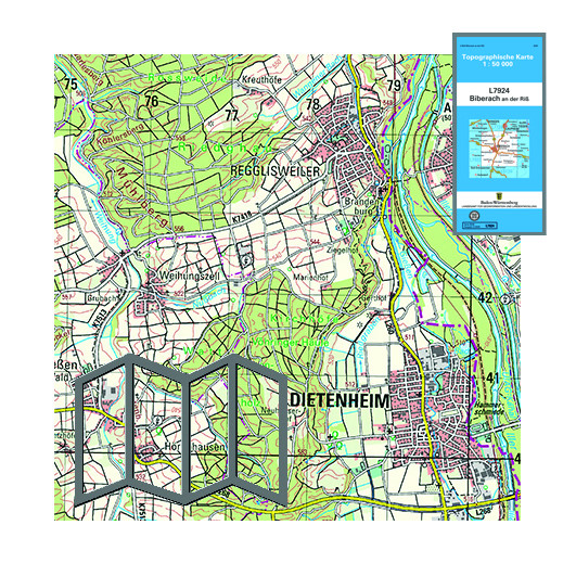 Topographische Karten 1:50 000, gefaltet