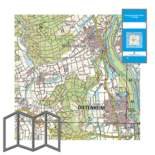 Topographische Karten 1:50 000, gefaltet